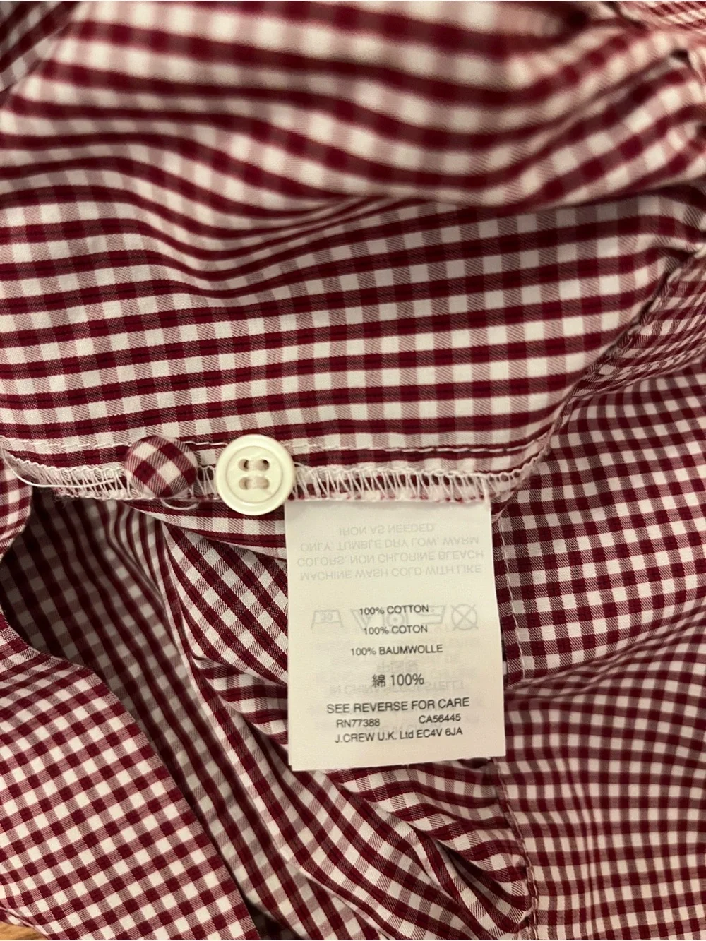 Madewell Maroon Gingham Wrap Top with Tie Waist